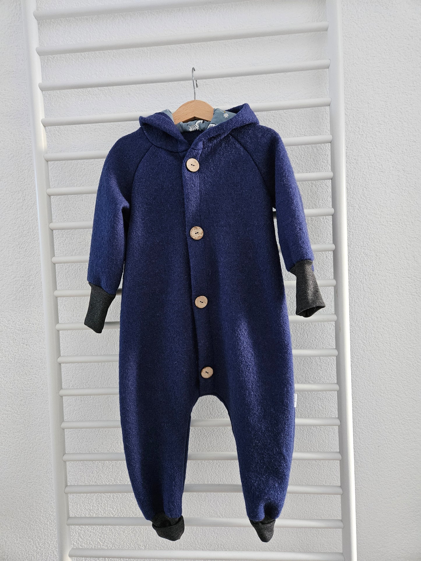 Wollwalk Overall Jeansblau/Tiere