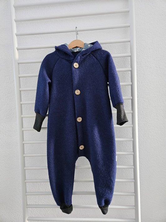 Wollwalk Overall Jeansblau/Tiere